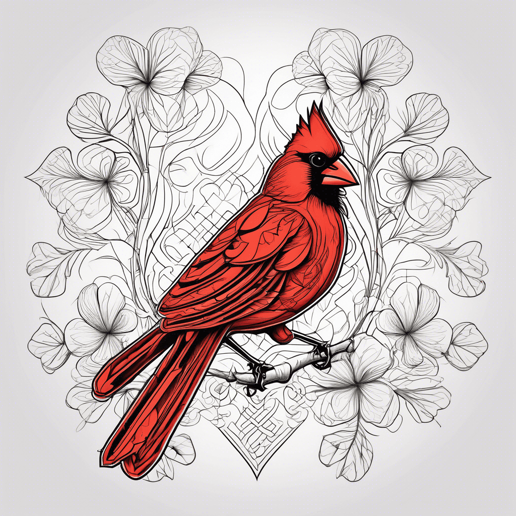 cardinal over four leaf clover background