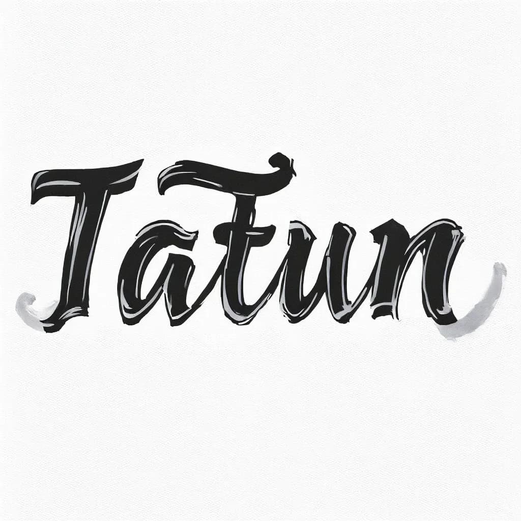"Tatum" In script with grey background and outlined