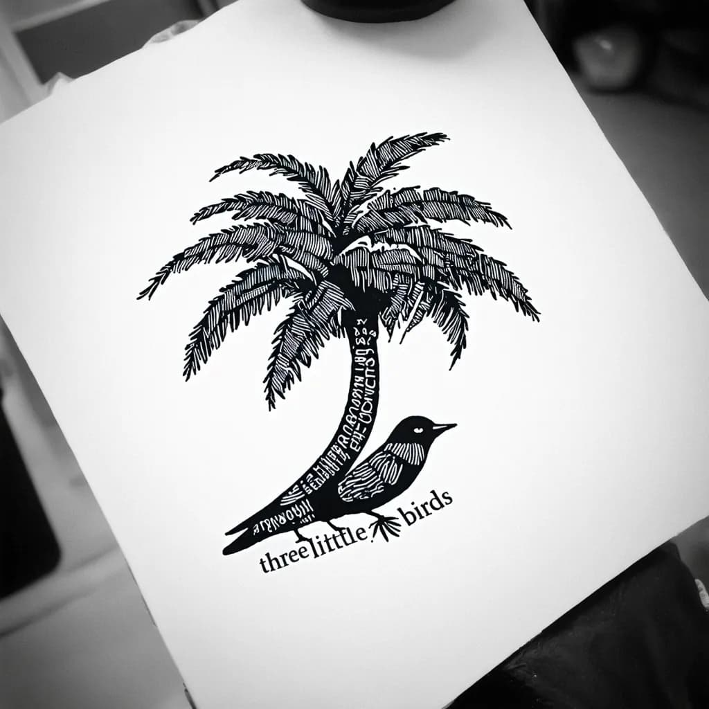 Palm tree made with words from the song three little birds