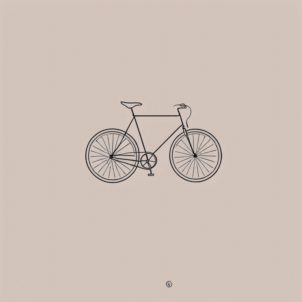 A minimalist bicycle icon with smooth linework tattoo design generated with AI