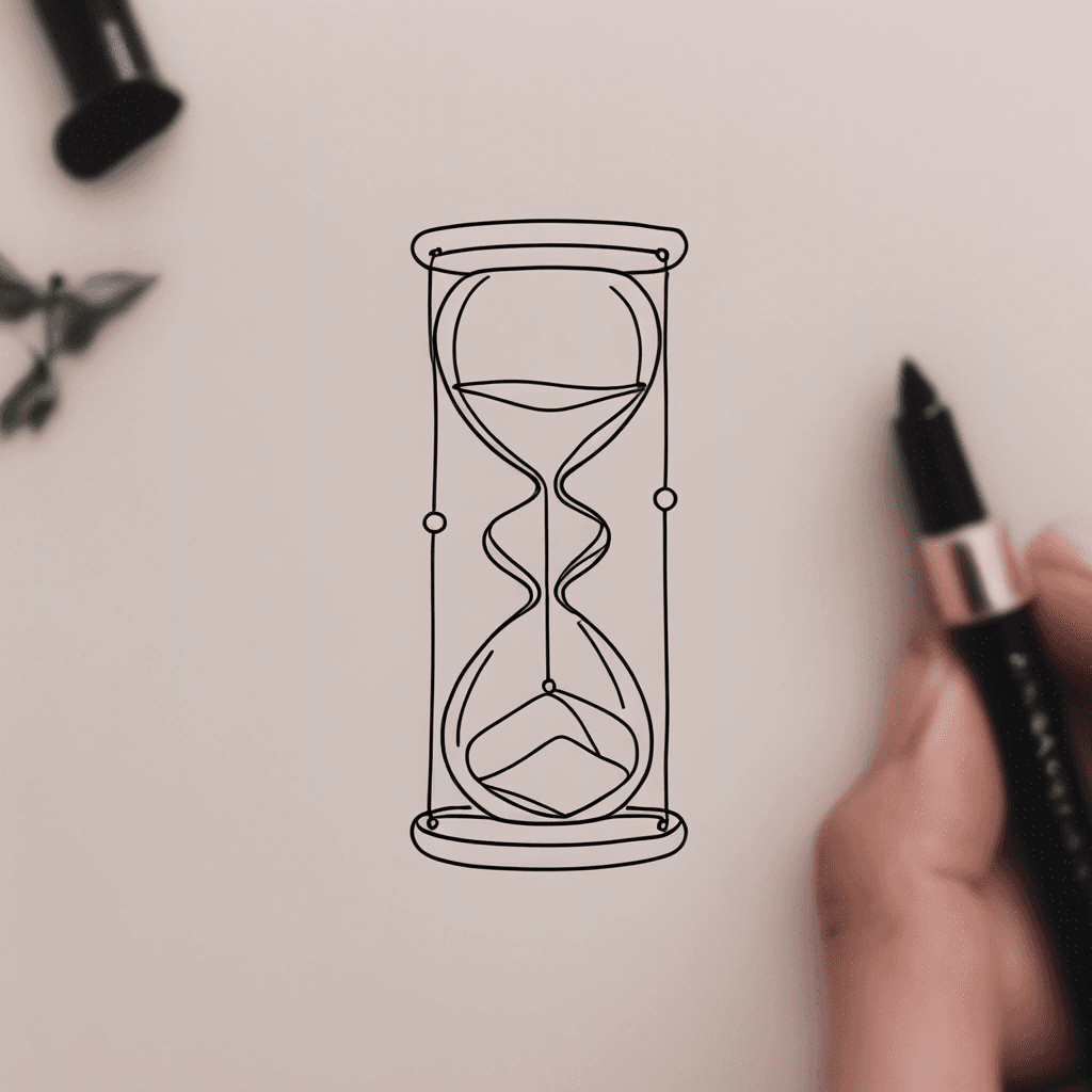 A tiny hourglass with minimalist lines