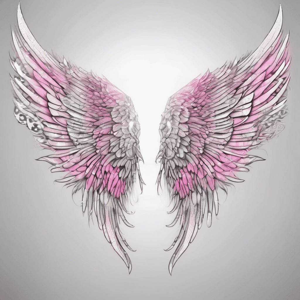 Sparkling angel wings in silver and pink