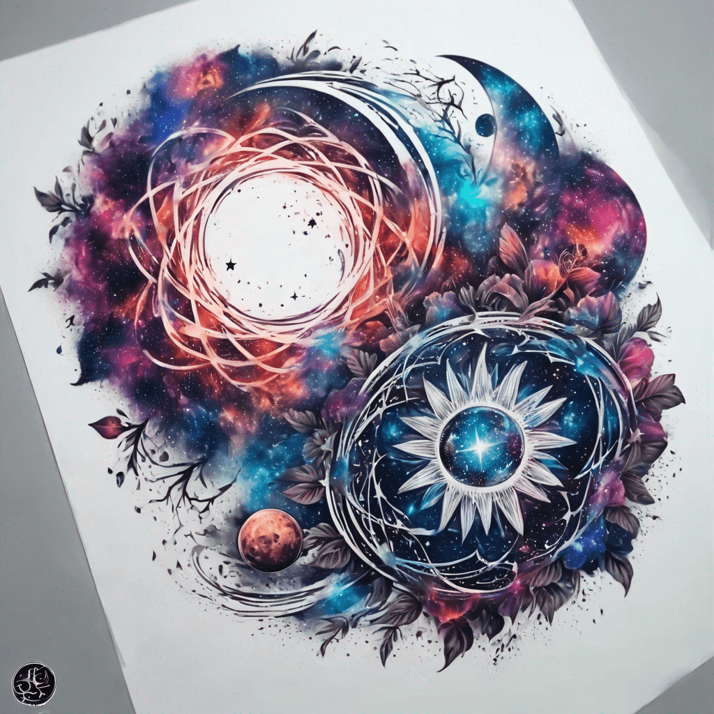 Galaxy,star,moon inside flower