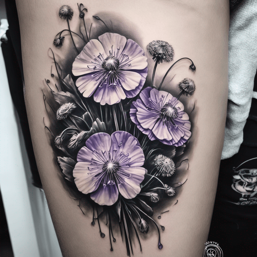 Bouquet of violets and dandelions