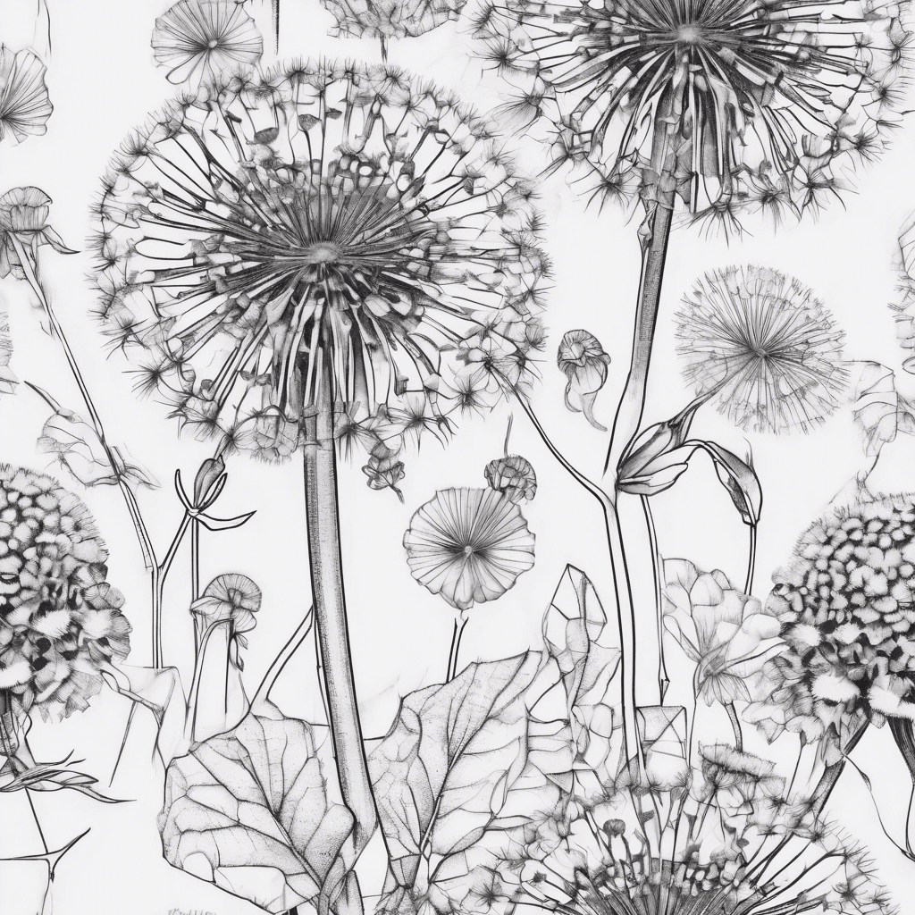 Bunch of dandelions and violets, equal amount of both flowers