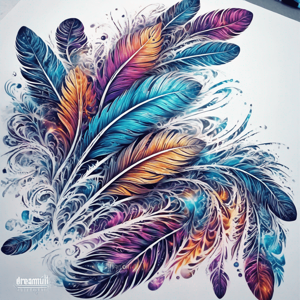 psychedelic fractal feathers