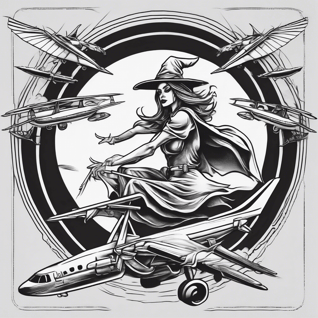 Witch riding on Airplane