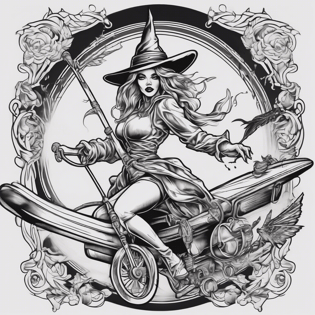 Witch riding on Airplane