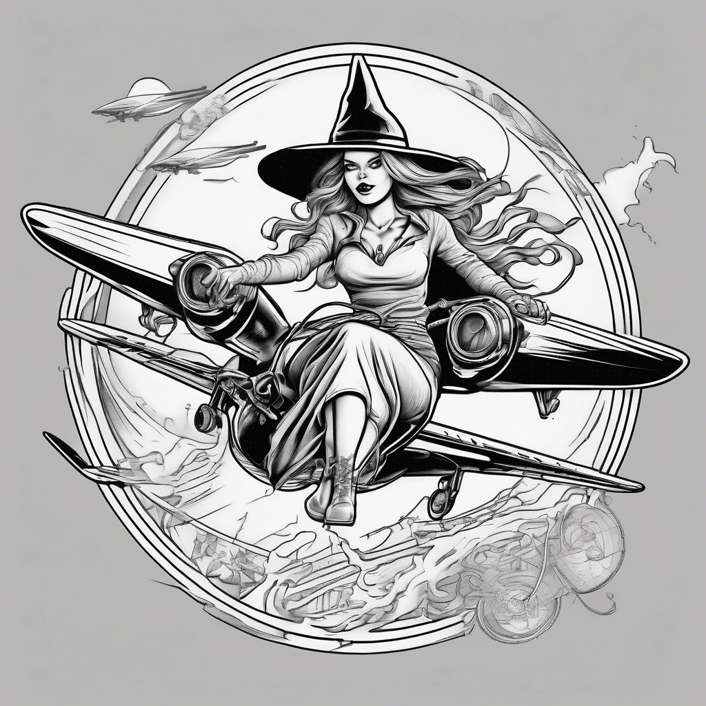 Witch riding airplane