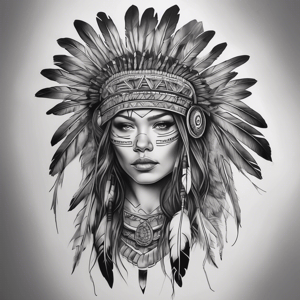 female native with bear head headdress