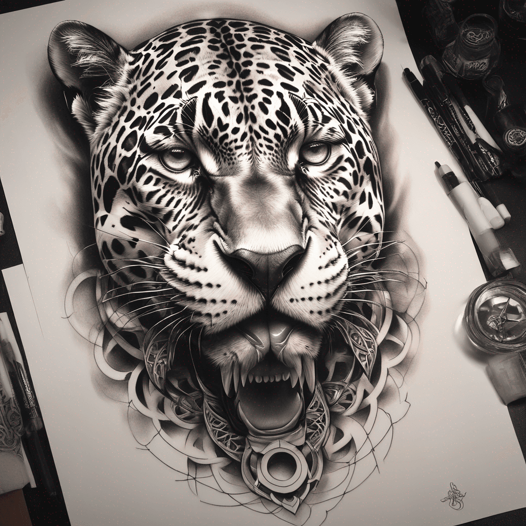 jaguar with 4 eyes and sacred geometry elements