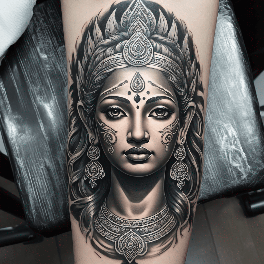 full body hindu goddess tattoo on wrist