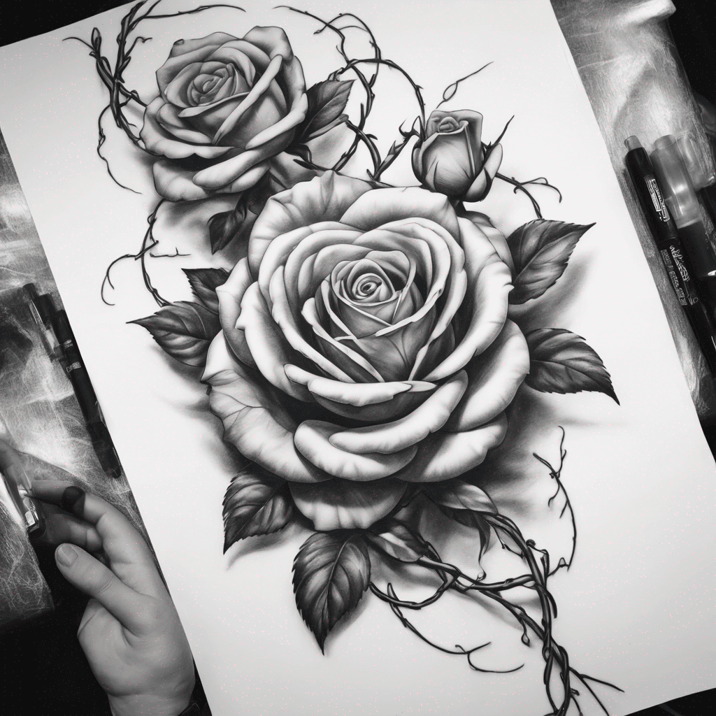 Rose vines intertwined with one another