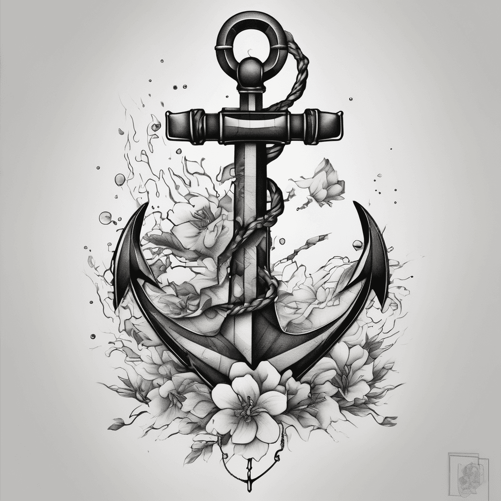 Disegno di tatuaggio Minimal black anchor with a glitch effect, incorporating… generato con IA