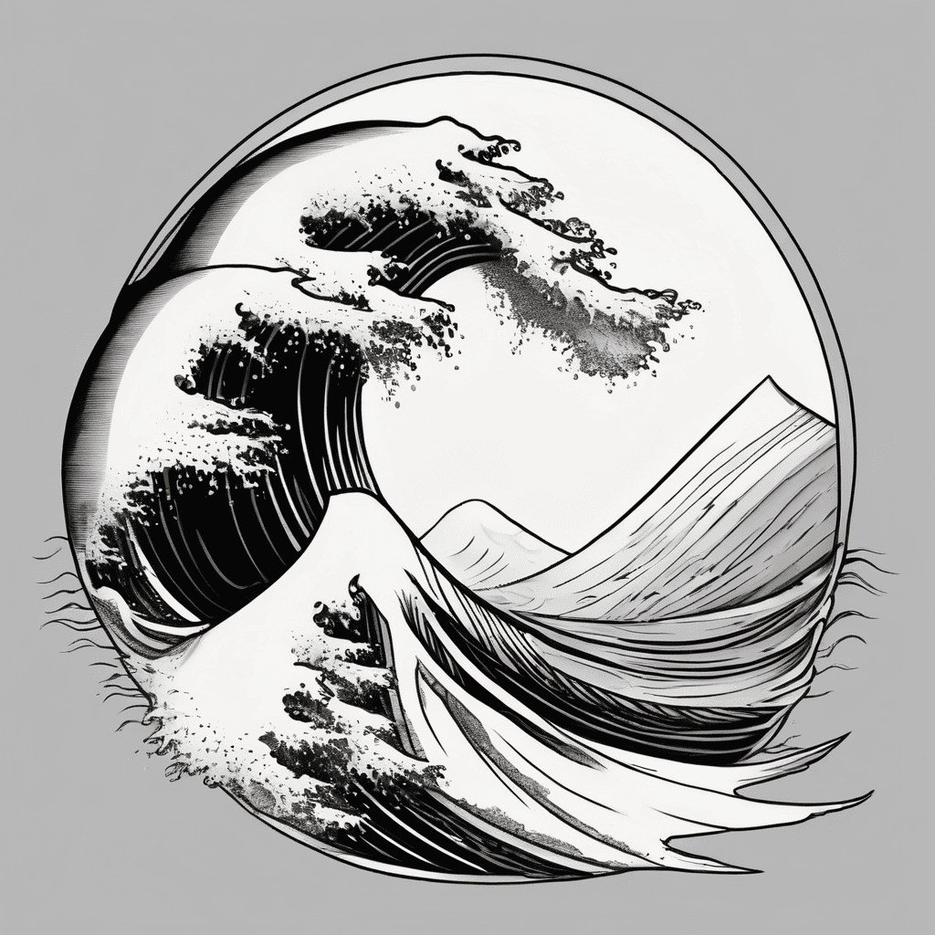 Crashing waves drawing outline