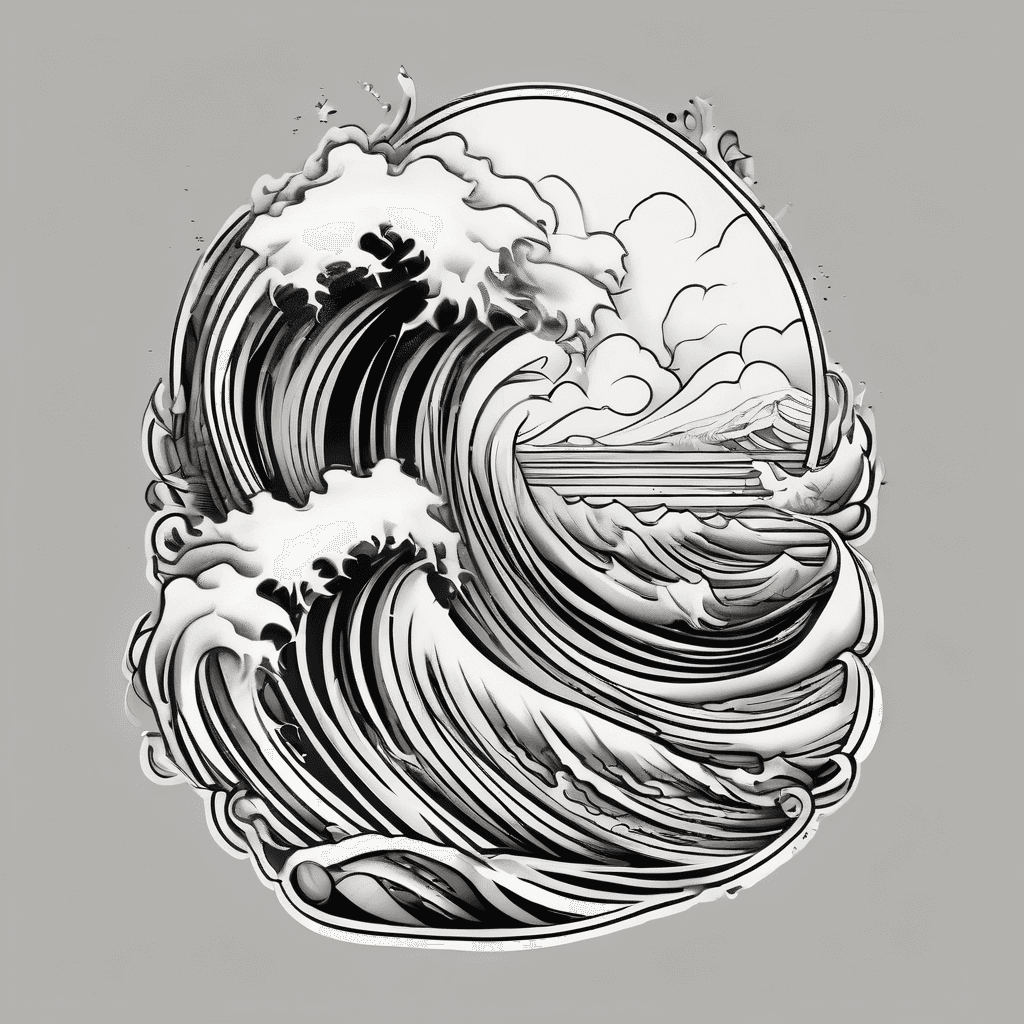 Stormy ski and crashing waves