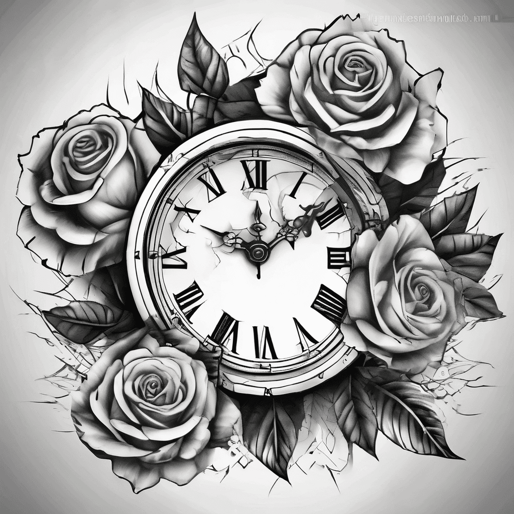Clock with roses long design