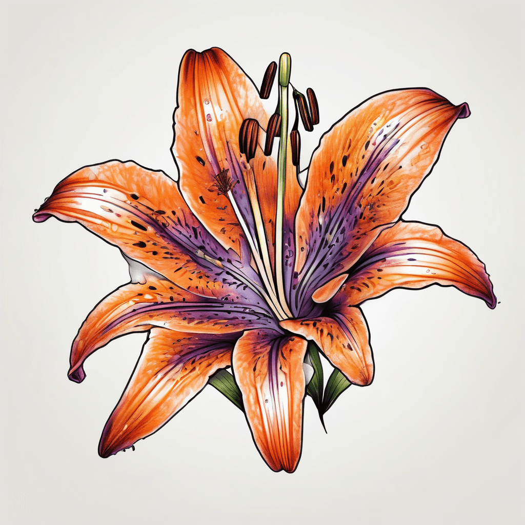 lily flower with orange and purple coloring