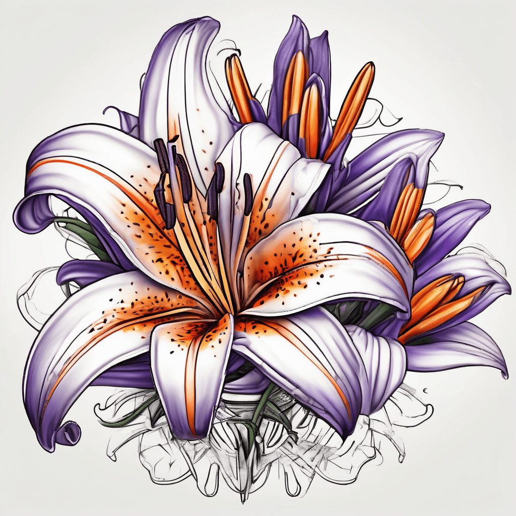 lily flower with orange and purple coloring