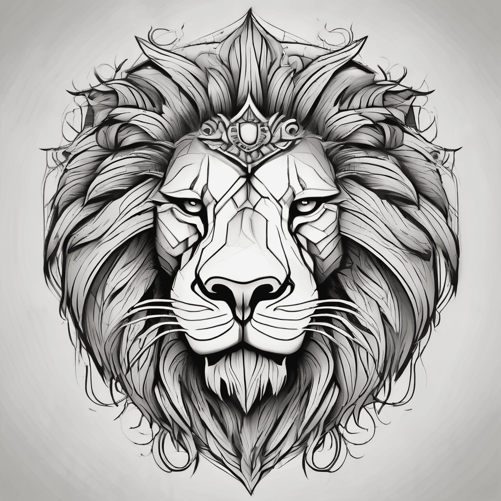 fierce lion face on a shield