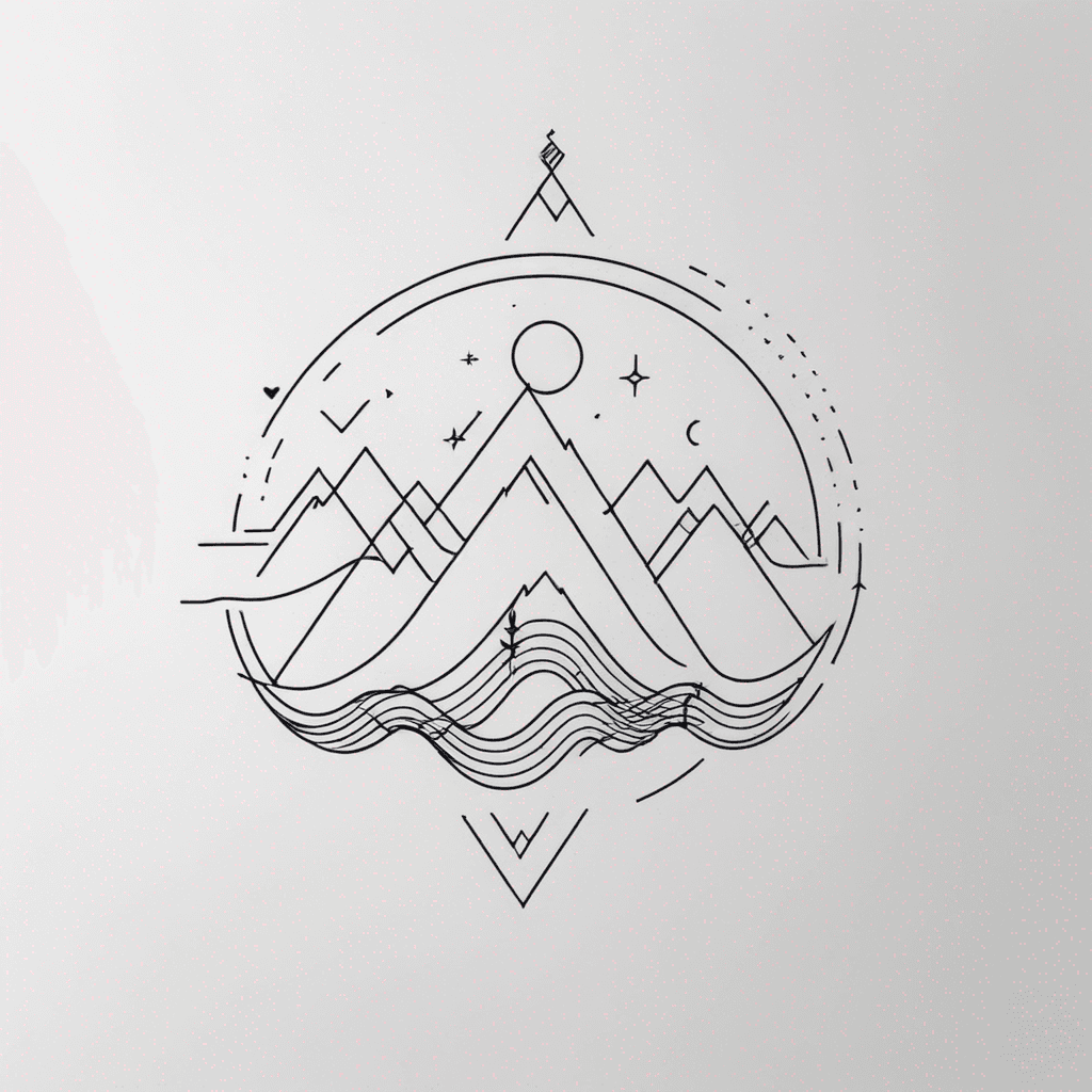 Minimalist tattoo. Audio waveform into nature.