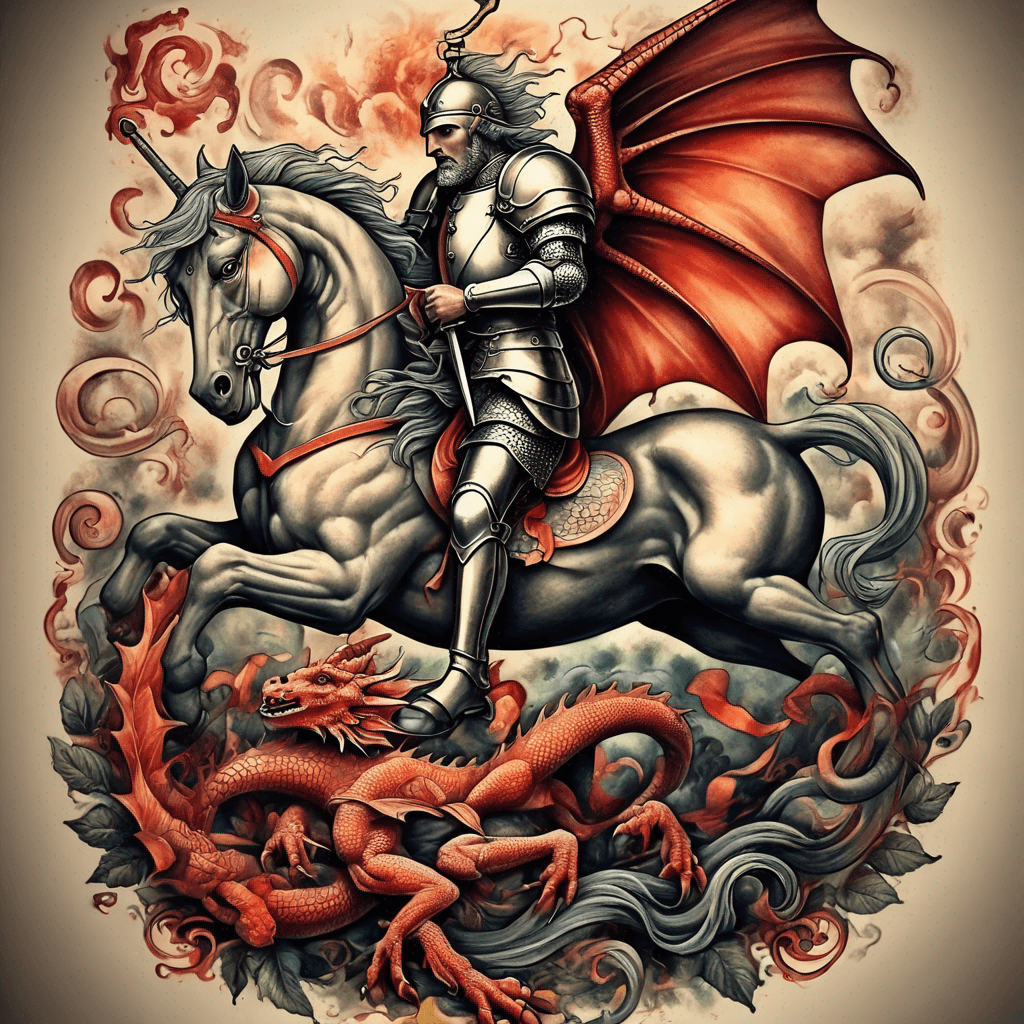 st George and the dragon story. old timey style.