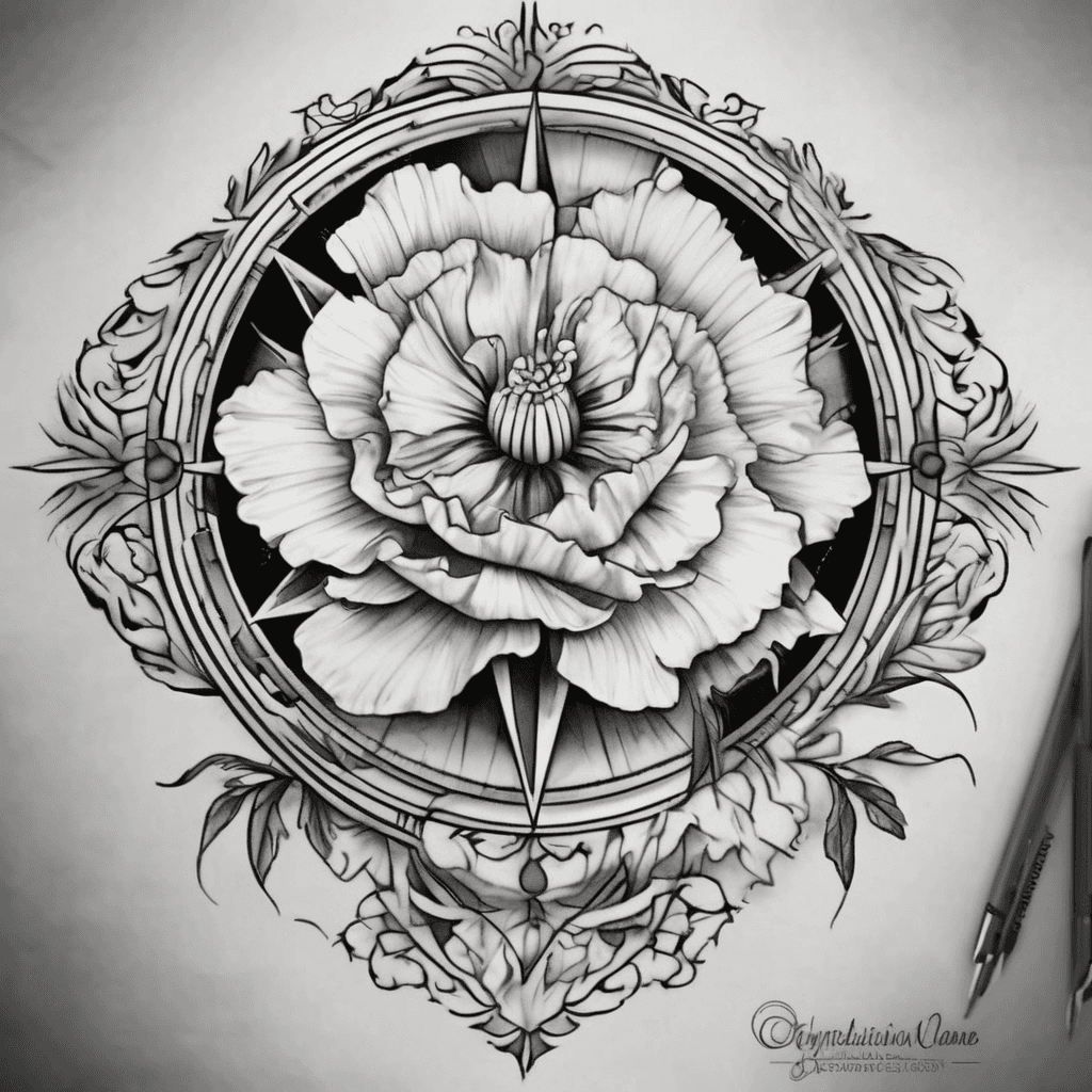 Feminine compass with background carnation