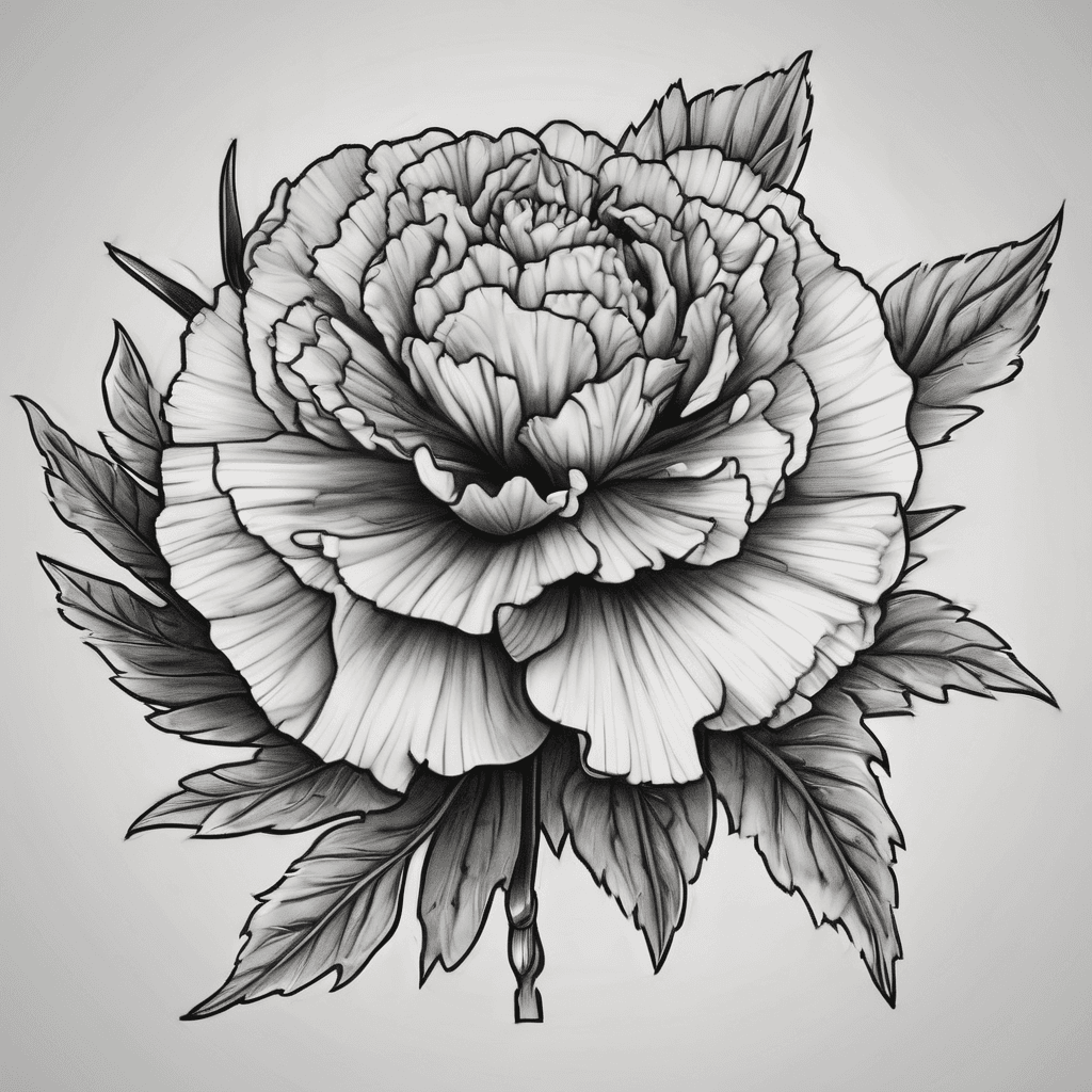 Single carnation with compass in the center