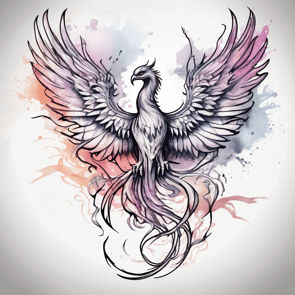 soft phoenix over cancer ribbon