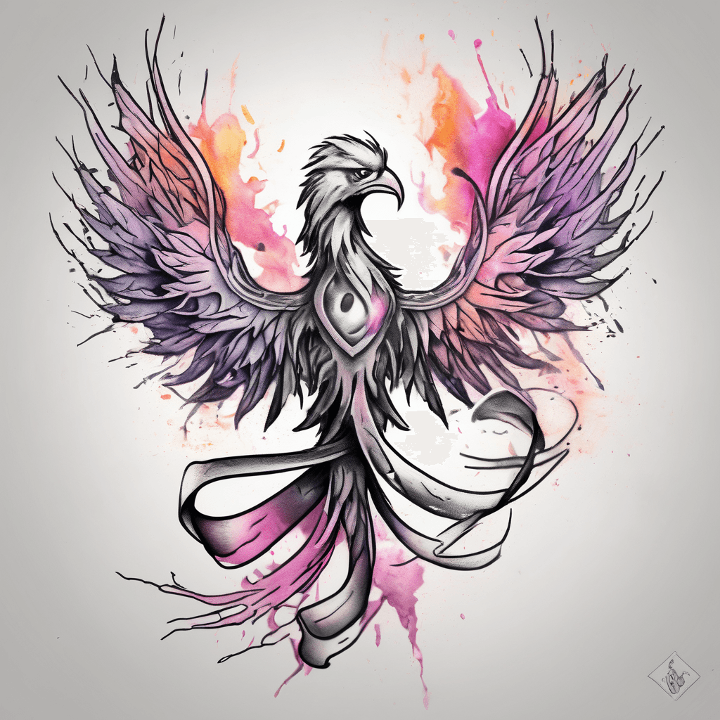 soft simple phoenix in front of cancer awareness ribbon