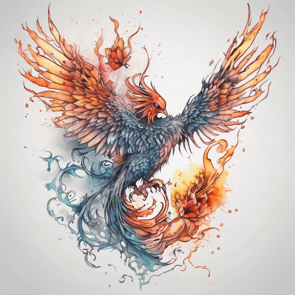phoenix and butterfly combined watercolor