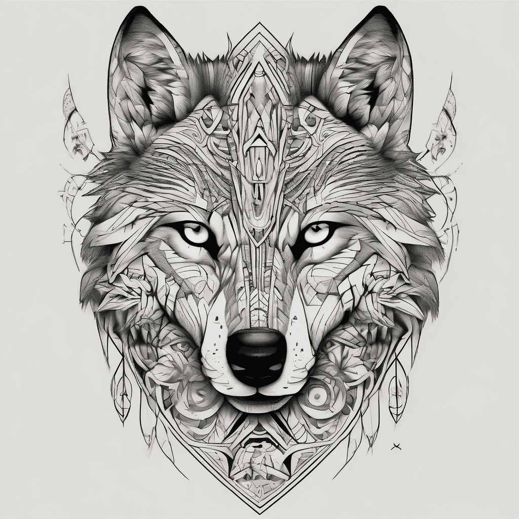 Half wolf face with Half cubs face