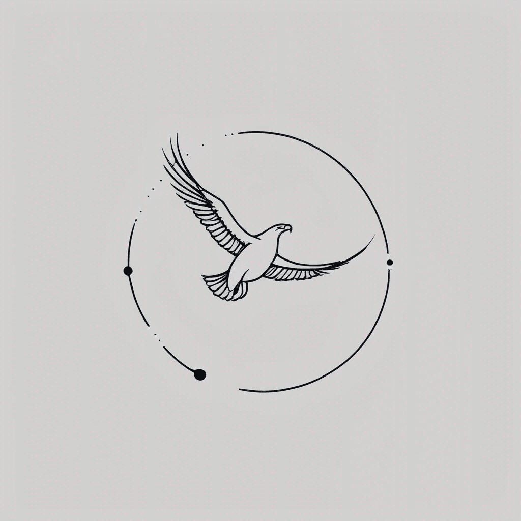 enso circle with an eagle flying into it