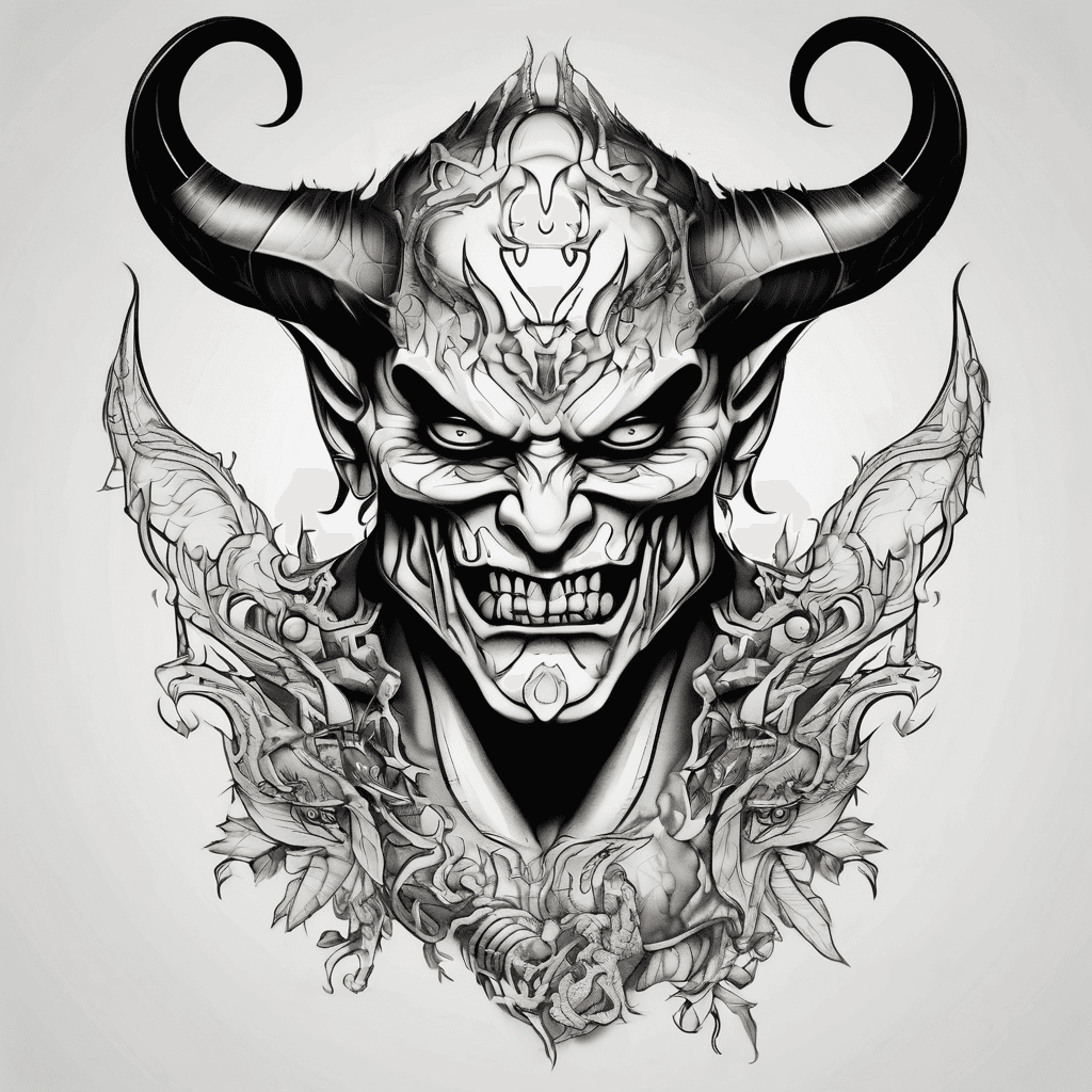 a demon with greed wrote underneath