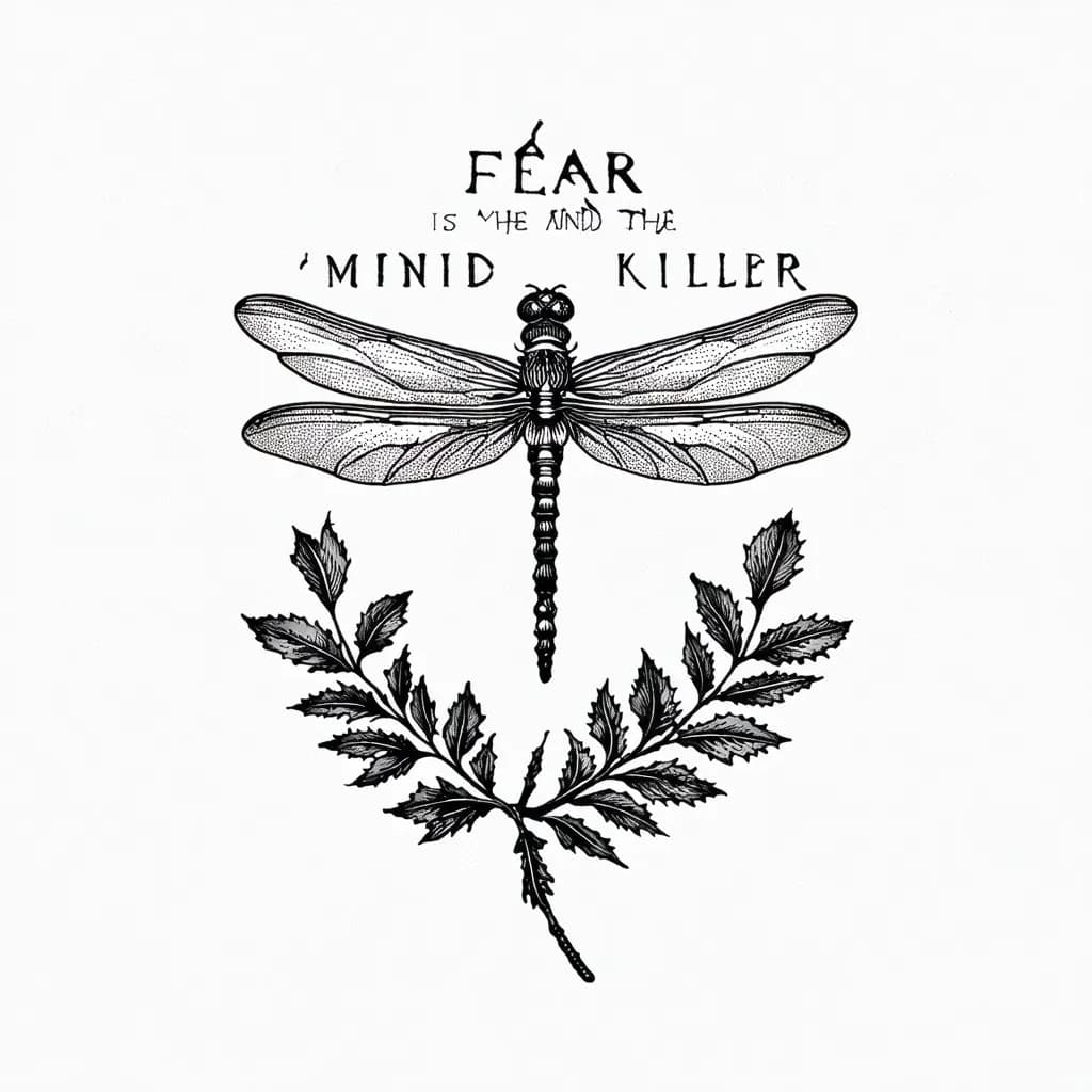 Quote: Dragonfly & Laurel Leaves Quote: “Fear is the mind-killer”