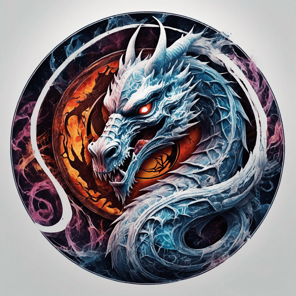 intricate design inspired by mortal kombat dragon logo inside a perfect round circle