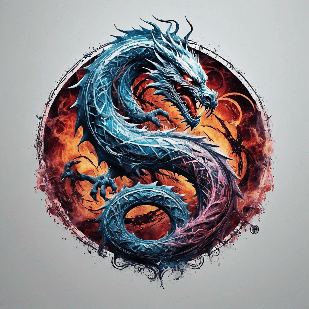 intricate design inspired by mortal kombat dragon logo inside a perfect round circle
