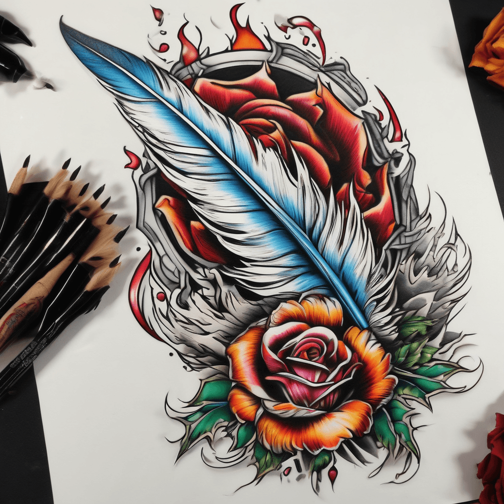 A single burning feather