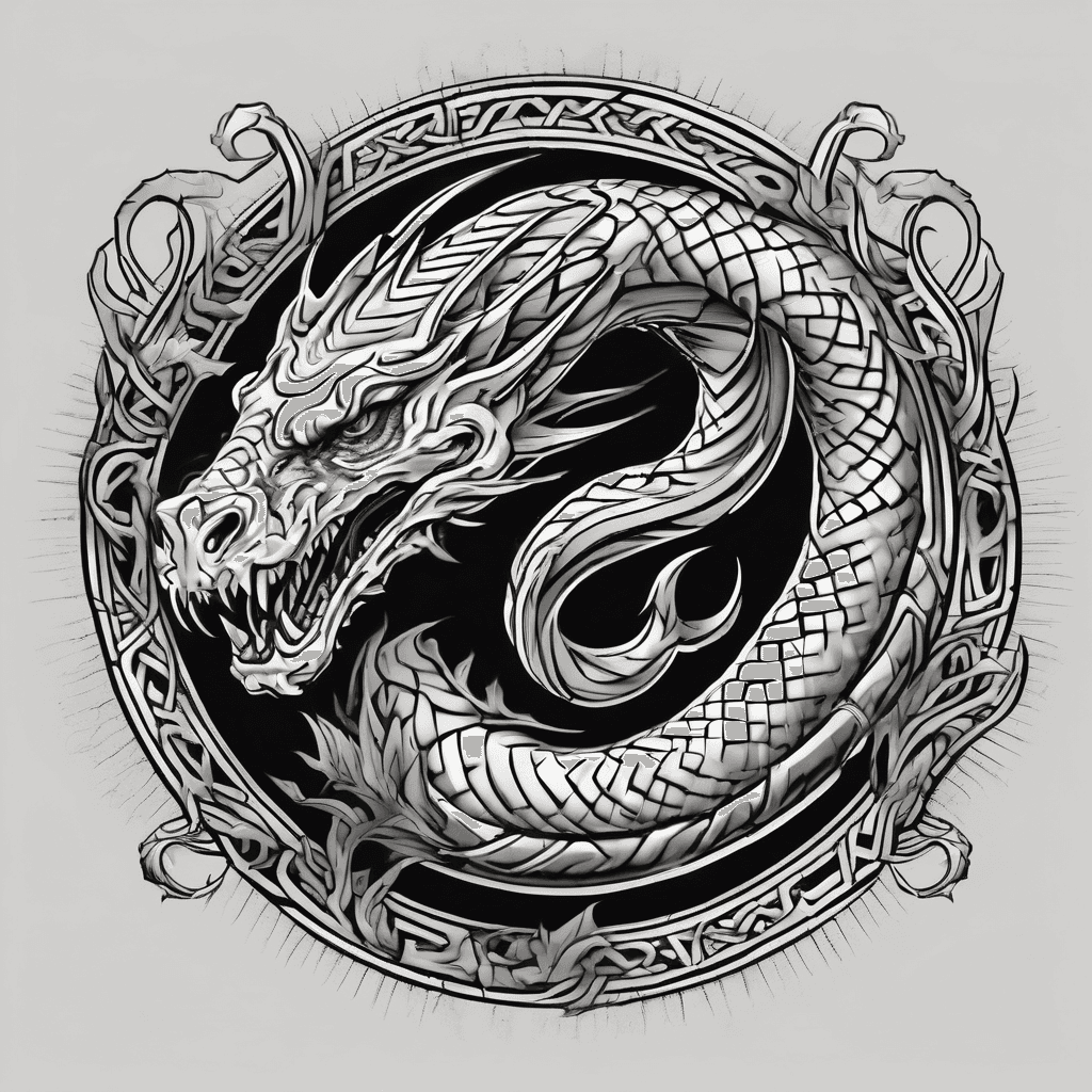 Jörmungandr eating its own tail in Norse viking style