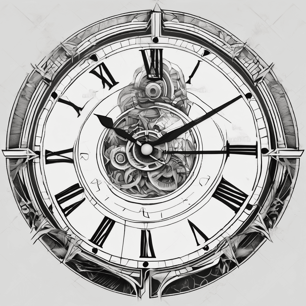 Clock with geometric shapes around it