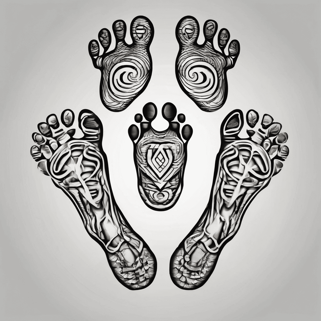 5 footprints in a row outlines