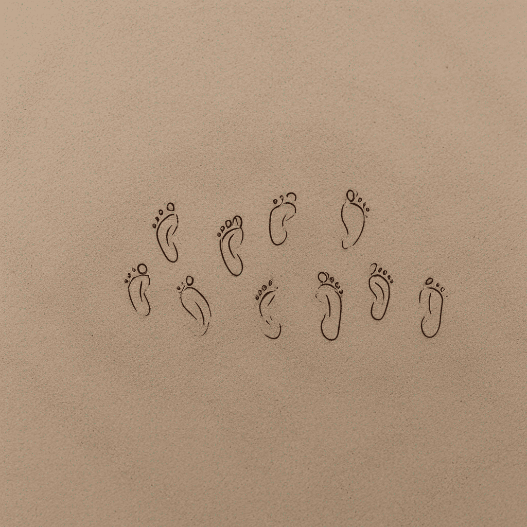 5 footprints in the sand