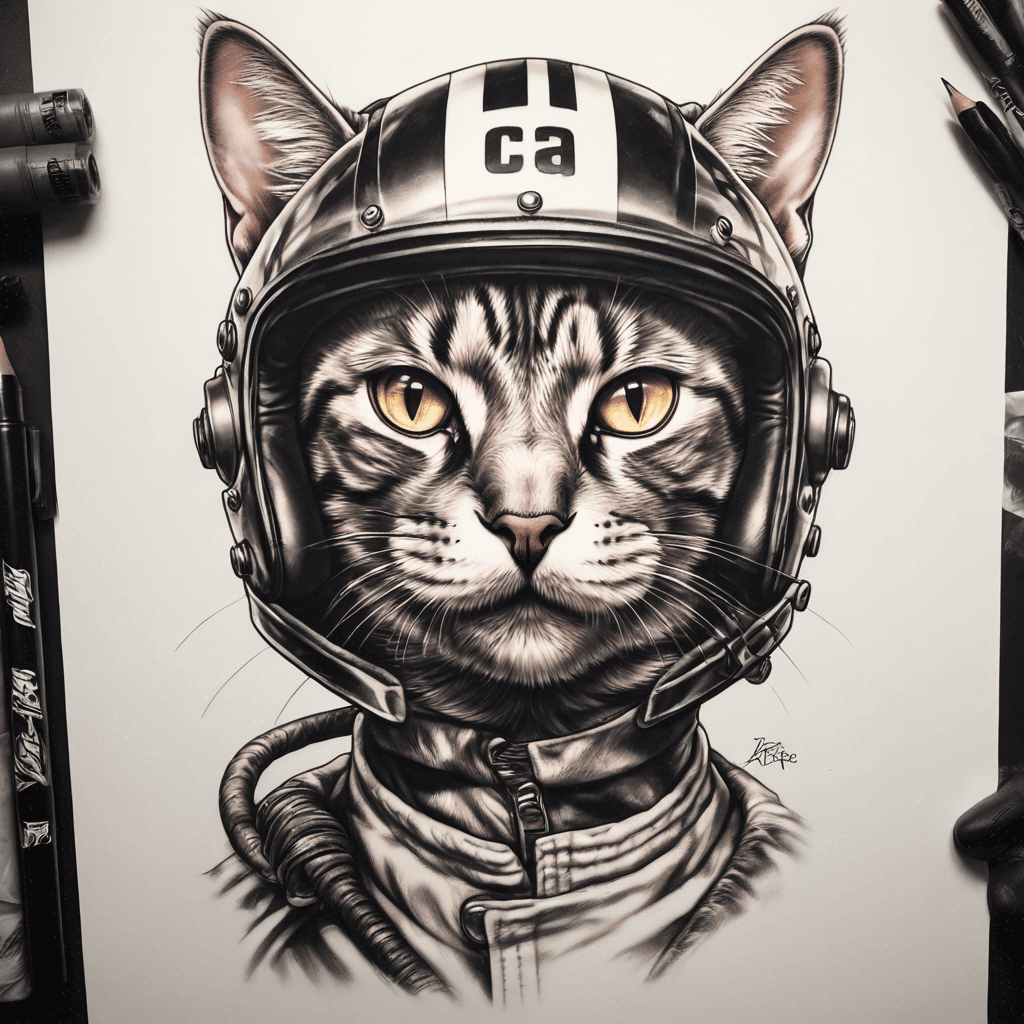 Cat dressed in racing attire with an anime flair