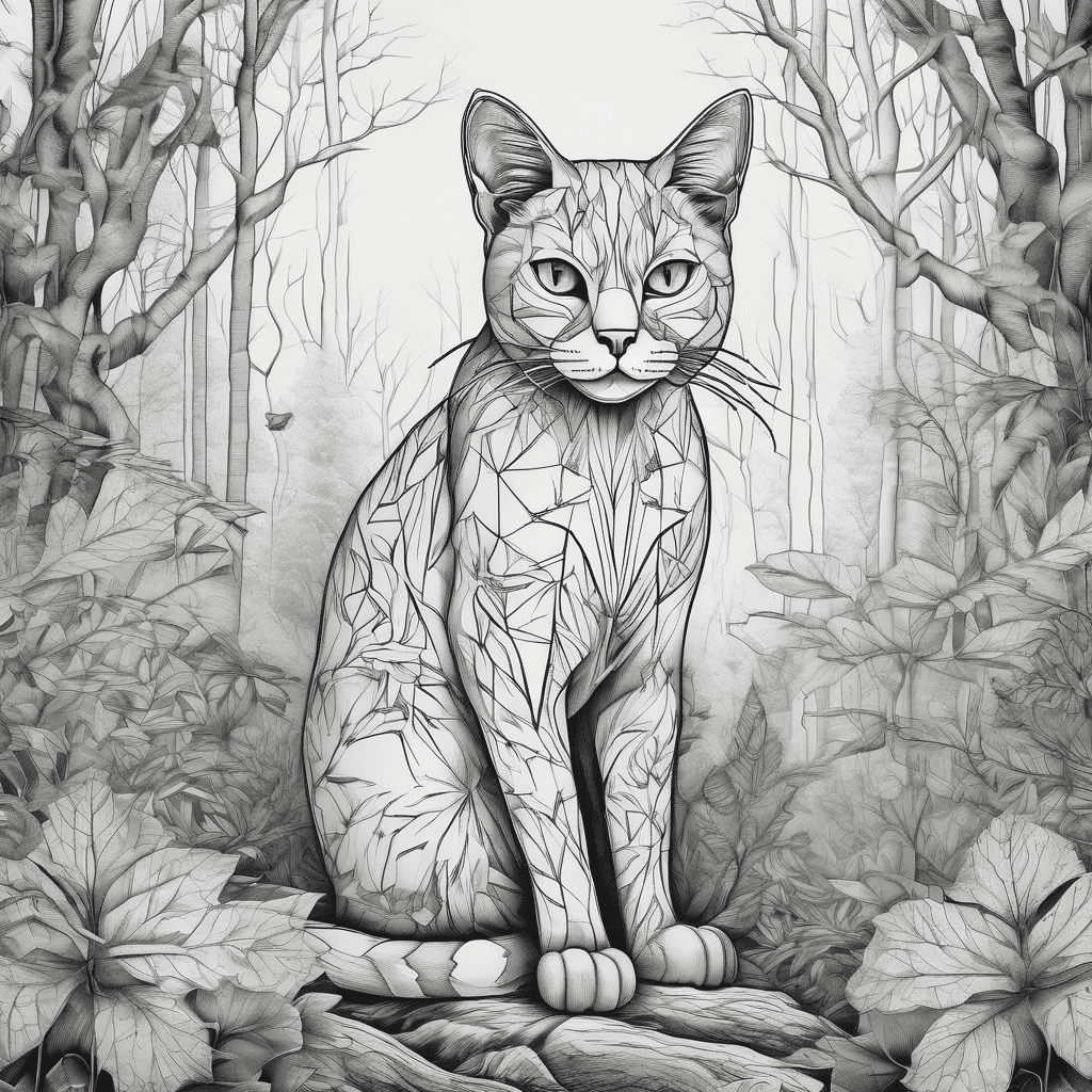 a sexy cat in a mystic forest