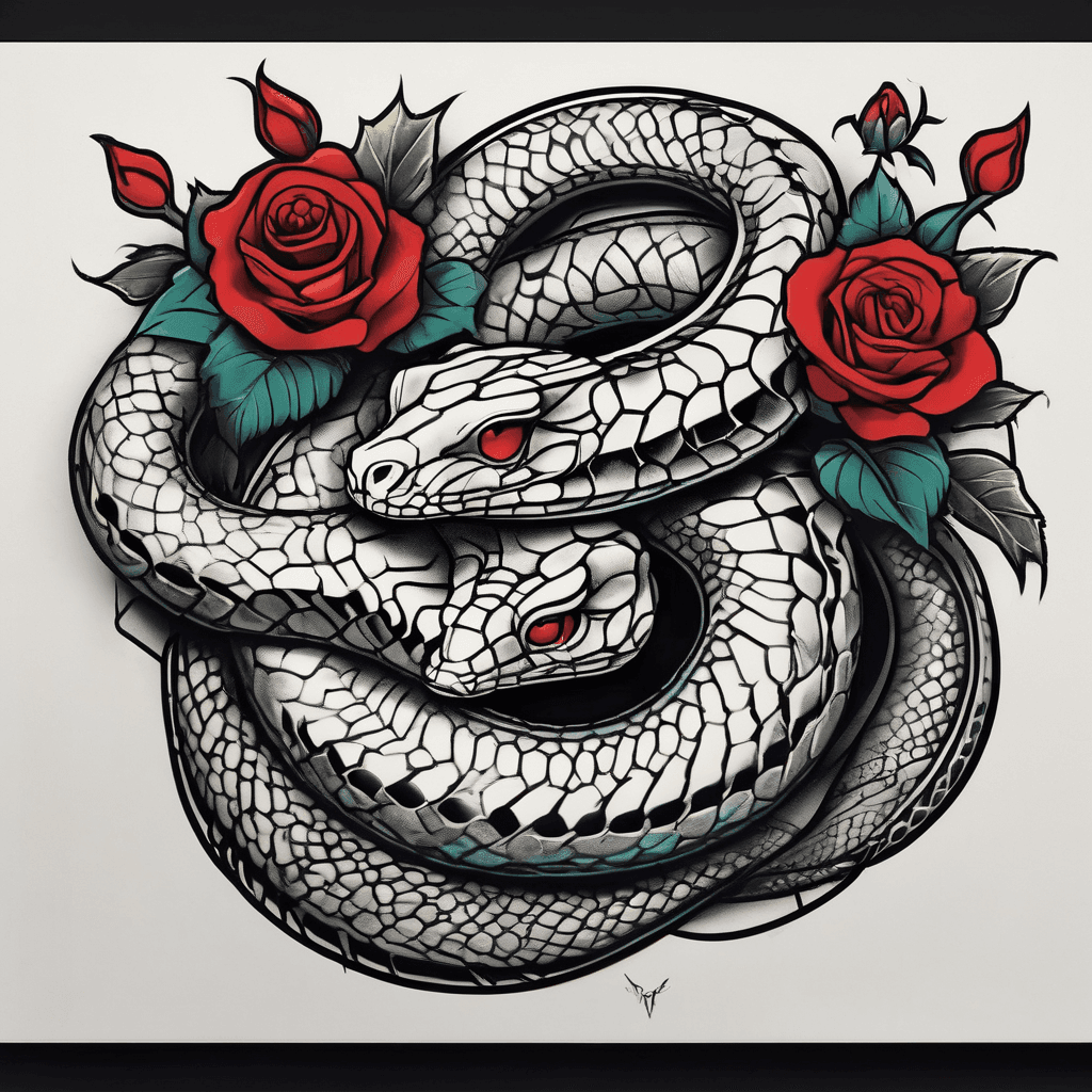 A coiled up snake wearing a ruby necklace