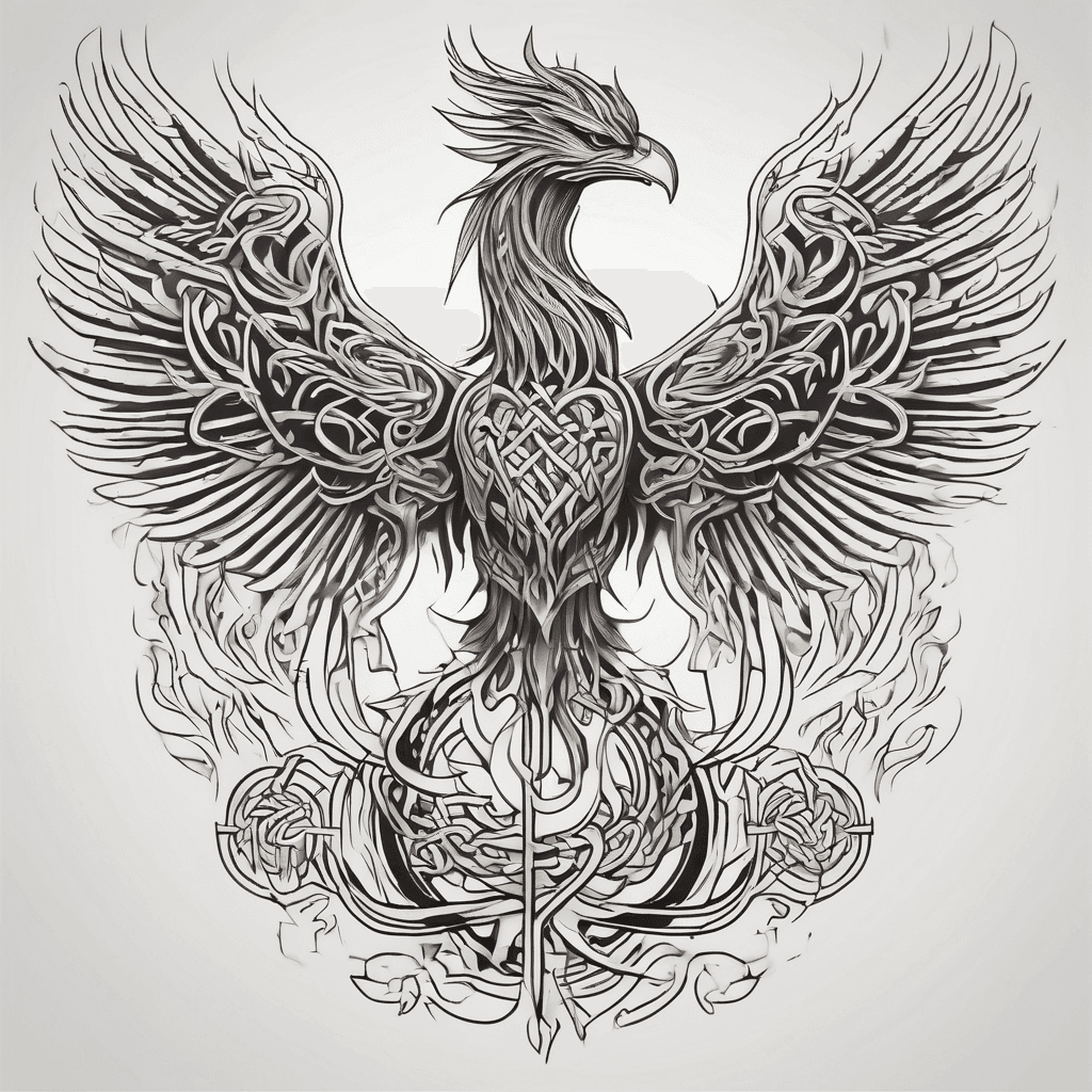 Celtic designed phoenix in flames