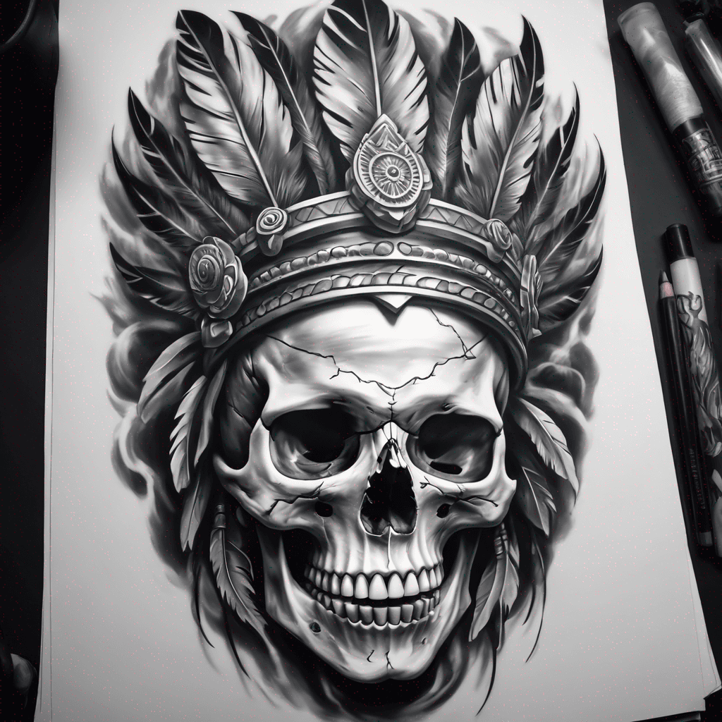 A skull with a headdress