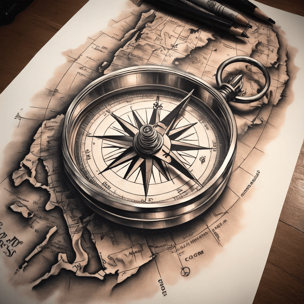 Compass on road maps