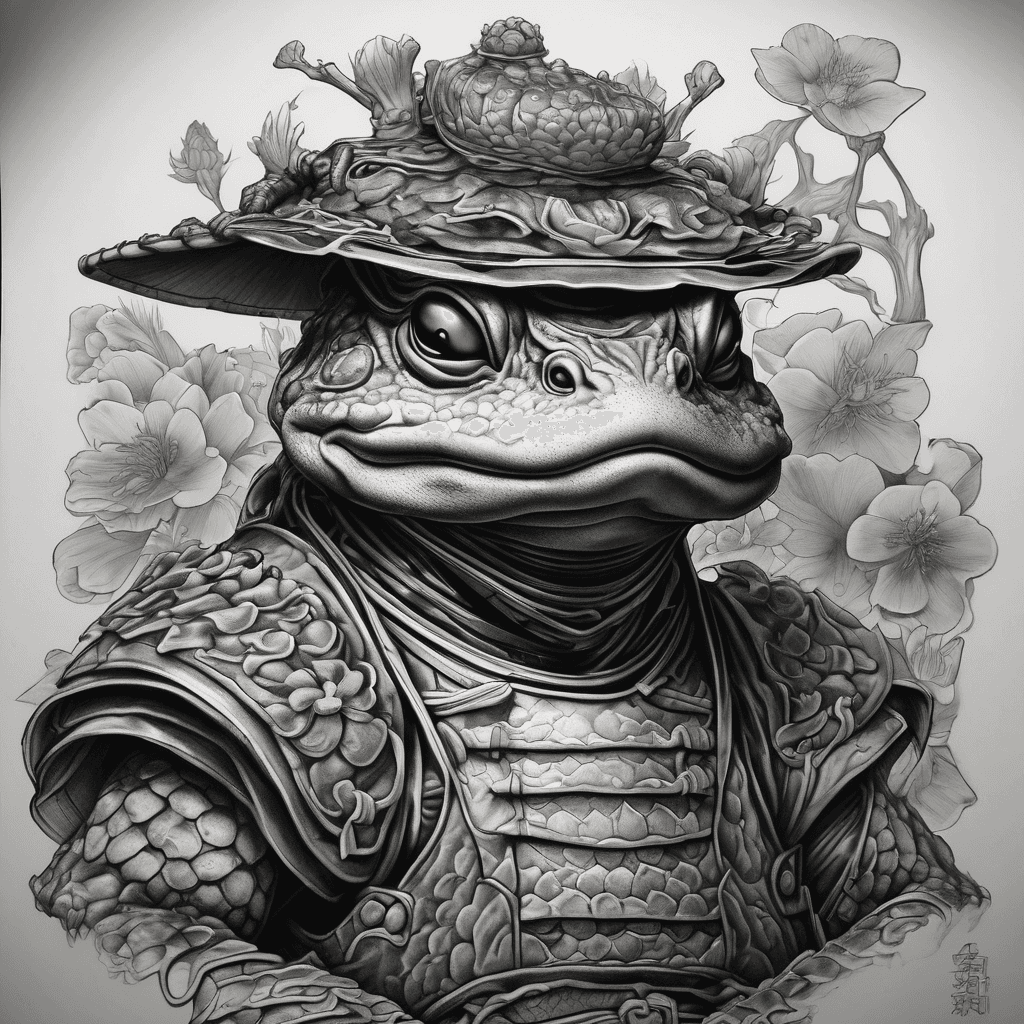 Ultra-realistic samurai toad, toad wearing traditional samurai armor, powerful stance, dramatic lighting, cinematic realism.