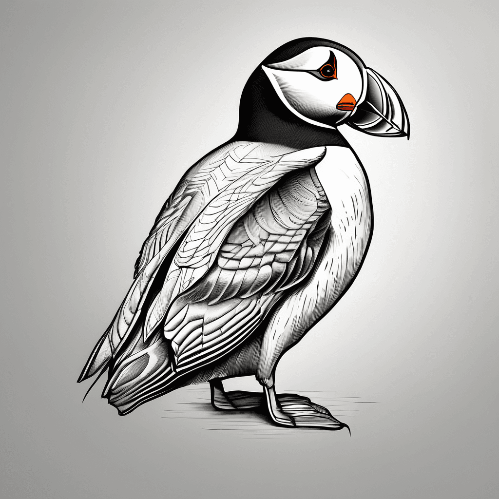 Puffin, fine line